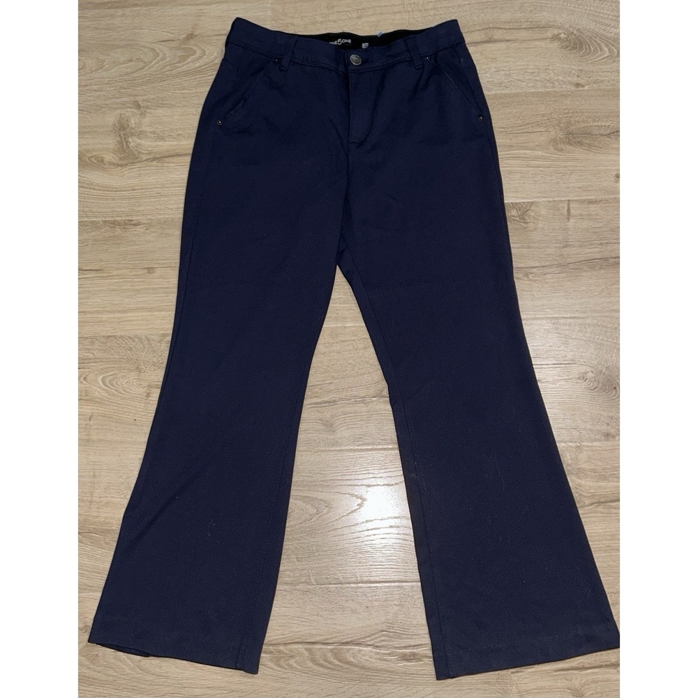 ONE5ONE Navy Straight-Leg Pants Women Solid Pattern Regular Size 12